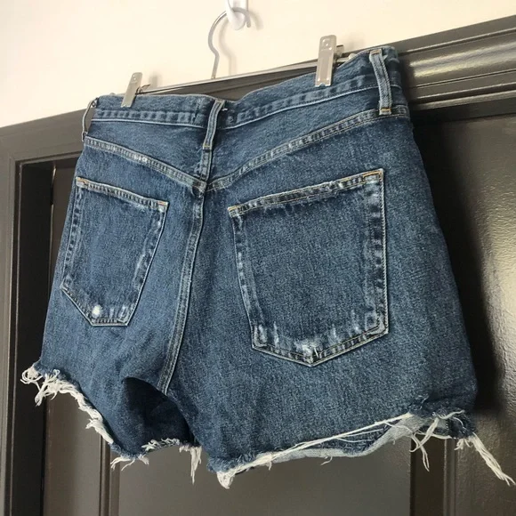 Agolde dark wash high rise Reese jean shorts- no holes no distressing